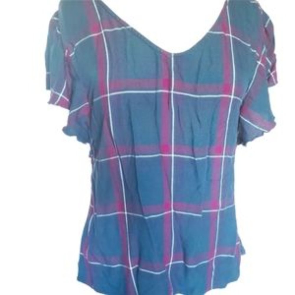 Massini Green Plaid Blouse - Size XL